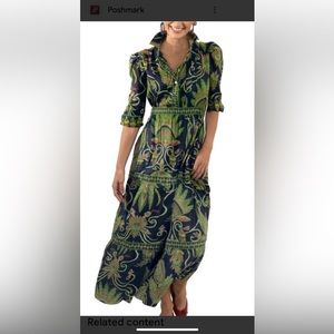 Gretchen Scott never worm navy cotton Plume midi dress size medium 179.00